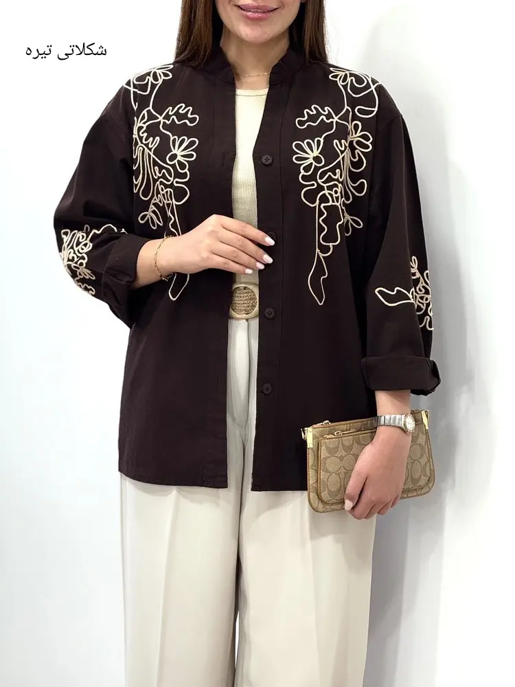 تونیک مانتویی لینن گلدوزی افرا